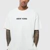 Flash Sale ⭐ Oversized New York Print T-shirt White 👍 -boohooMAN Shop unnamed file 102