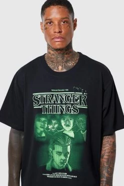 Budget 🎉 Oversized Stranger Things License T-shirt Black 👏