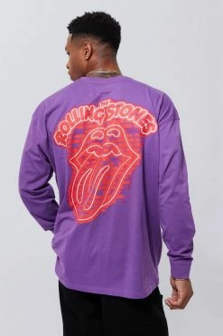 Hot Sale 🛒 Oversized Rolling Stones Long Sleeve T-shirt Purple ⌛