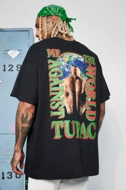Coupon 🔔 Oversized Vintage Tupac License T-shirt Black 🔥
