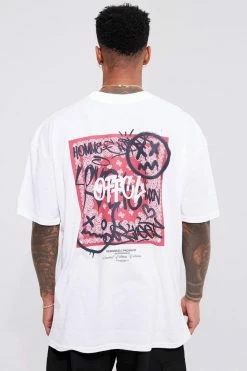 Best Pirce ✨ Oversized Graffiti Graphic T-shirt White 🎉