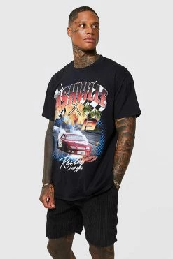 Cheap 👍 Oversized Car Graphic T-shirt Black ⭐