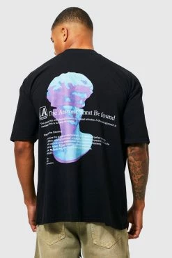 Wholesale 👍 Oversized Extended Neck Statue Print T-shirt Black 🧨