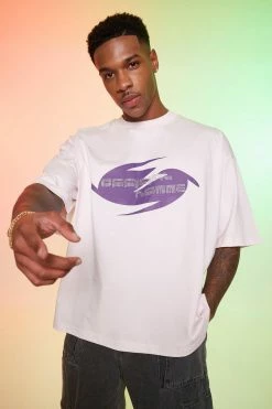 Promo ✔️ Oversized Rhinestone Graphic T-shirt Pink ❤️