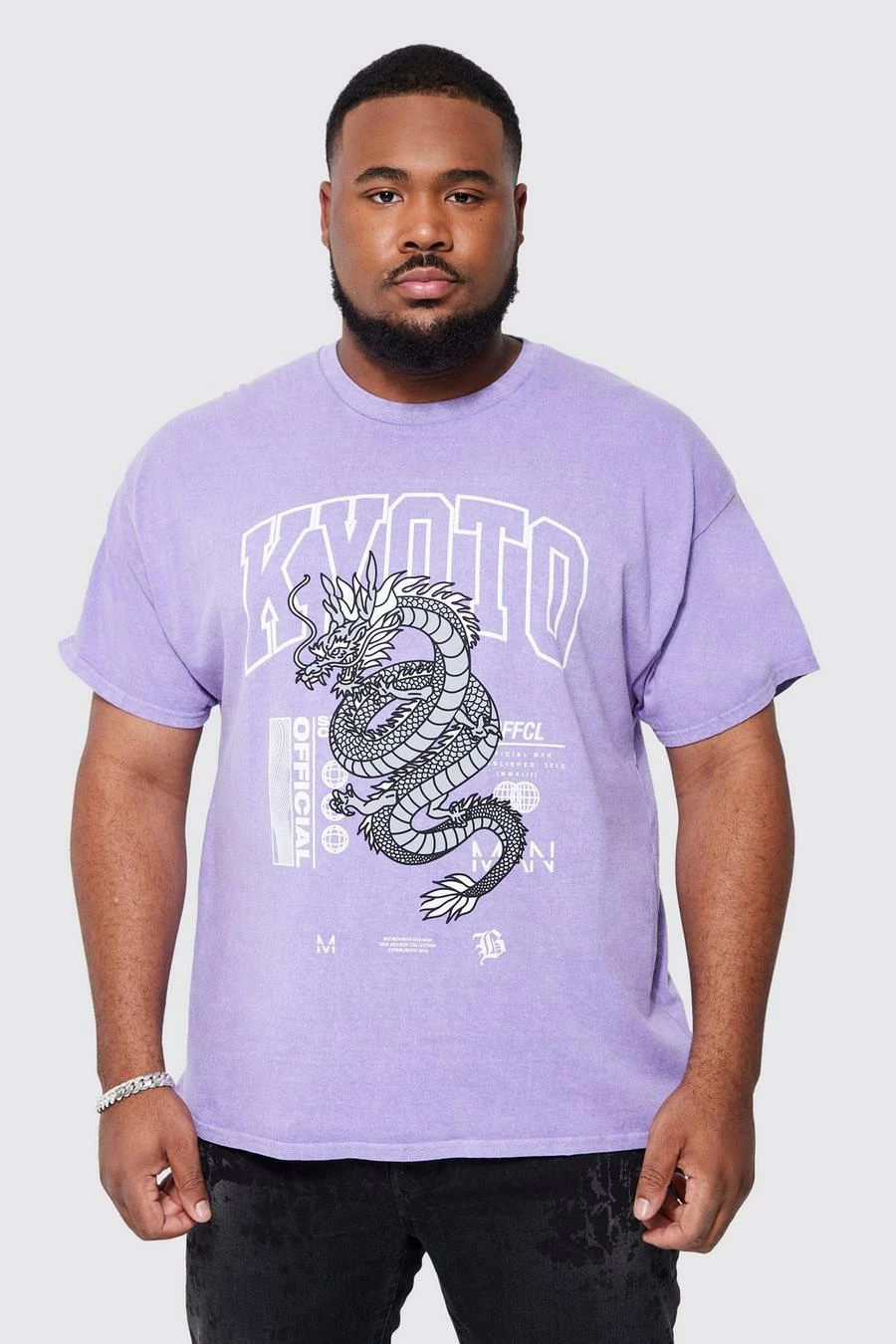 New π Plus Overdye Dragon Print T-shirt Purple π 3 New π Plus Overdye Dragon Print T-shirt Purple π