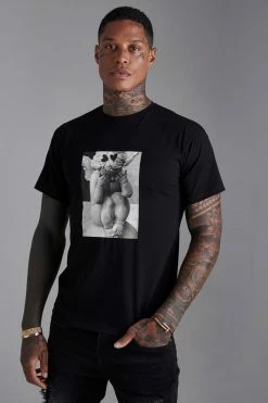 Wholesale 😀 Slim Fit Statue Graphic T-shirt Black 😉
