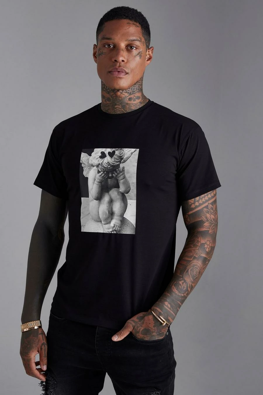 Wholesale π Slim Fit Statue Graphic T-shirt Black π 3 Wholesale π Slim Fit Statue Graphic T-shirt Black π