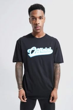 Wholesale 🌟 Oversized Varsity Badge Applique T-shirt Black 👏