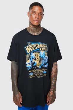 Coupon ❤️ Oversized Wrestle Mania License T-shirt Black 🎉