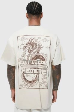 Cheapest 🥰 Oversized Dragon Graphic T-shirt Sand ⌛