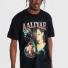 Best Sale 🔔 Oversized Aaliyah Homage License T-shirt Black 🎁