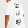 Hot Sale 🔔 Oversized Skull Graphic T-shirt White 🧨 -boohooMAN Shop unnamed file 17