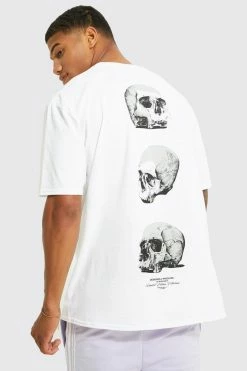 Hot Sale 🔔 Oversized Skull Graphic T-shirt White 🧨