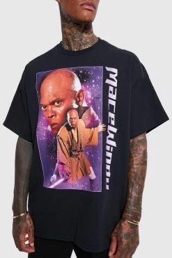 Coupon 🧨 Oversized Star Wars Mace Windu T-shirt Black 😍