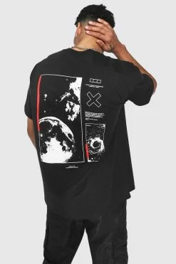 New ✔️ Oversized Space Back Graphic T-Shirt Black 💯