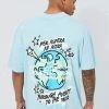Flash Sale 😍 Oversized Overdye Graphic T-shirt Light Blue 😍 -boohooMAN Shop unnamed file 179