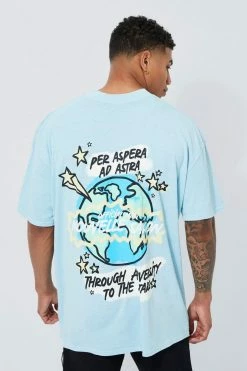 Flash Sale 😍 Oversized Overdye Graphic T-shirt Light Blue 😍