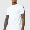 Coupon 🔥 Official Print T-shirt With Tape Detail White 💯 -boohooMAN Shop unnamed file 185