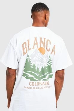 Wholesale 🔔 Oversized Colorada Mountains Graphic T-shirt White 🥰