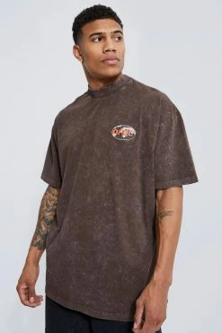 Top 10 🎁 Oversized Skate Graphic Washed T-shirt Chocolate 👏