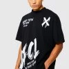 Promo 🤩 Oversized Extended Neck Graffiti T-shirt Black 👏 -boohooMAN Shop unnamed file 198