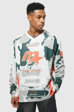 Best deal 🔔 All Over Print Mesh Motor V Neck T-shirt Multi 👍