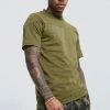 Deals ⭐ Extended Neck Piped Graphic T-shirt Khaki 🥰 -boohooMAN Shop unnamed file 202