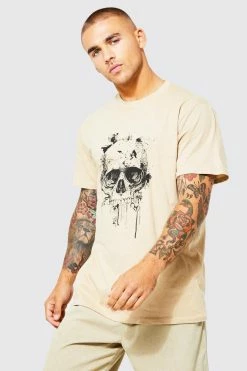 Deals 🥰 Painted Skull T-shirt Sand ⭐