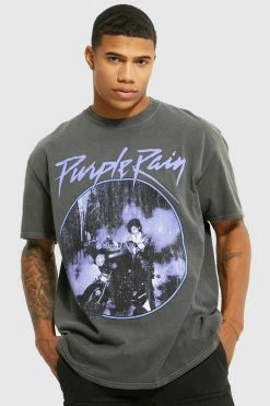 Buy 💯 Oversized Prince Acid Wash License T-shirt Charcoal 🧨