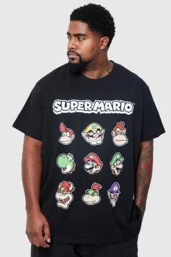 Top 10 🌟 Plus Super Mario License T-shirt Black 🎁
