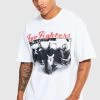 Cheap 🎉 Oversized Foo Fighters License T-shirt White 🛒 -boohooMAN Shop unnamed file 219