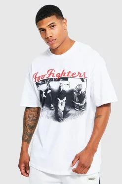 Cheap 🎉 Oversized Foo Fighters License T-shirt White 🛒