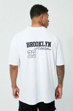 Best reviews of 🎁 Oversized Extended Neckline Graphic T-shirt White 🧨