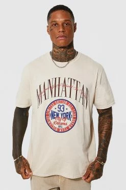 Promo 🌟 Oversized Manhattan T-shirt Sand 🎁