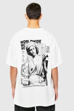 Budget 😉 Oversized Statue Back Print T-shirt White 🤩