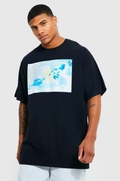 Budget 💯 Oversized Cloud Graphic T-shirt Black ⌛