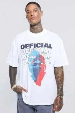 Flash Sale 😍 Oversized Extended Neck Print T-shirt White 🔥