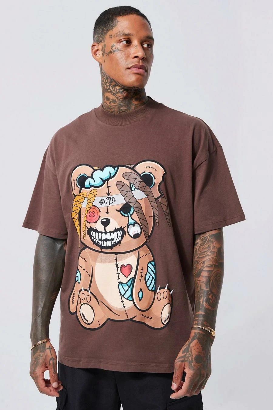 Coupon 😀 Oversized Angry Teddy Extended Neck T-shirt Chocolate 🌟 3 Coupon 😀 Oversized Angry Teddy Extended Neck T-shirt Chocolate 🌟