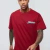 Discount 👏 Oversized Varsity Badge Applique T-shirt Burgundy 🔥 -boohooMAN Shop unnamed file 240