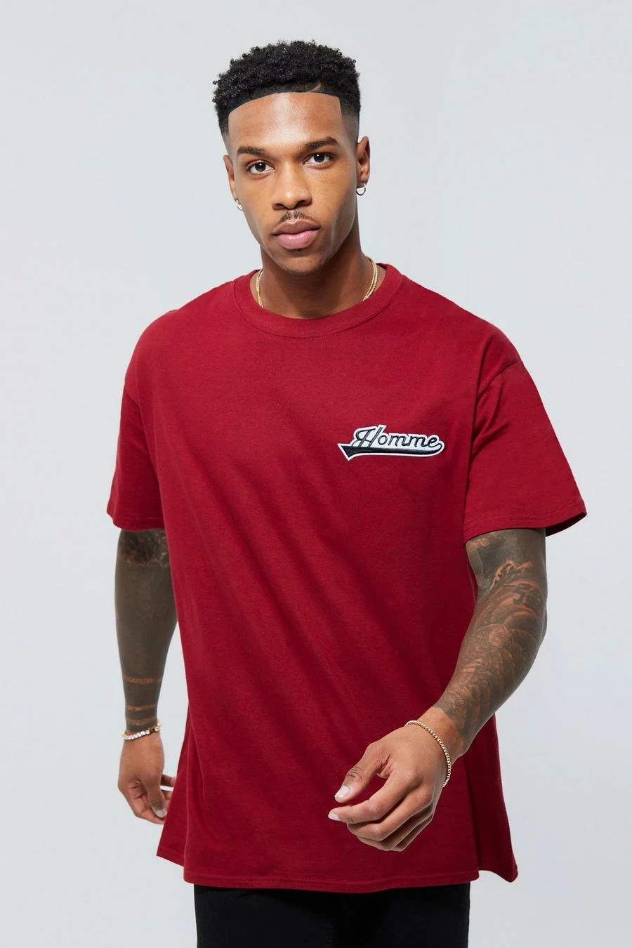 Discount π Oversized Varsity Badge Applique T-shirt Burgundy π₯ 3 Discount π Oversized Varsity Badge Applique T-shirt Burgundy π₯
