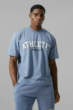 Best Pirce 🔔 Man Active Gym Athletic Boxy Fit T-shirt Dusty Blue ⌛
