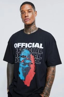 Best deal ✨ Oversized Extended Neck Print T-shirt Black 🎁