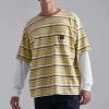 Deals 🥰 Oversized Ofcl Faux Layer Stripe T-shirt Yellow 🥰 -boohooMAN Shop unnamed file 264