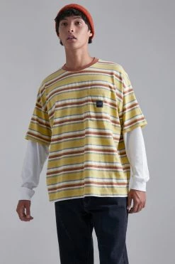 Deals 🥰 Oversized Ofcl Faux Layer Stripe T-shirt Yellow 🥰