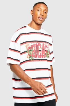 Flash Sale ✨ Oversized Chicago Floral Stripe T-shirt White 🔥