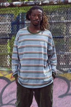 Outlet ⌛ Oversized Ofcl Stripe Long Sleeve T-shirt Blue 💯