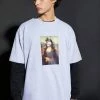 Best Pirce 😉 Oversized Mona Lisa Step Hem T-shirt Grey Marl 🧨 -boohooMAN Shop unnamed file 273