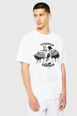 Flash Sale 🔥 Regular Fit Limited Graphic T-shirt White 🎉