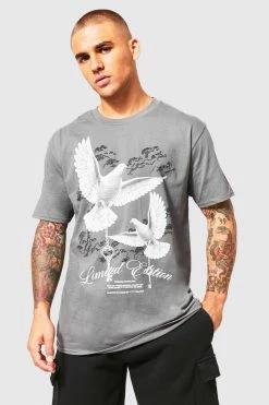 New ✔️ Overdye Dove Graphic T-shirt Charcoal 🎉