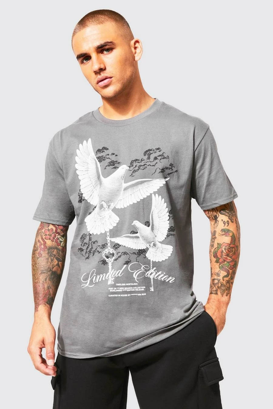 New โ๏ธ Overdye Dove Graphic T-shirt Charcoal ๐ 3 New โ๏ธ Overdye Dove Graphic T-shirt Charcoal ๐